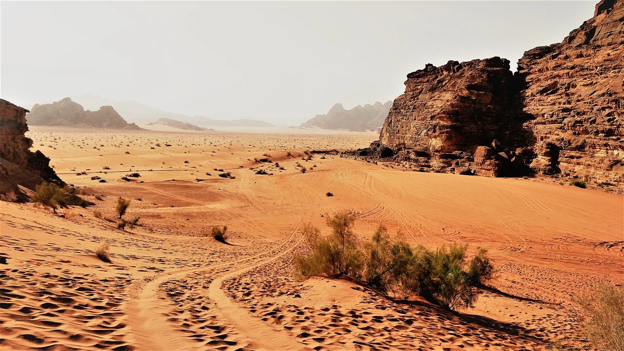Desert landscape in Wadi Rum, southern Jordan
